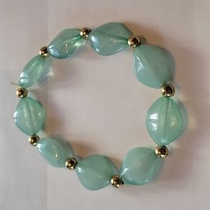 Bracelet calcite green agua, golden marbles jewelery vintage